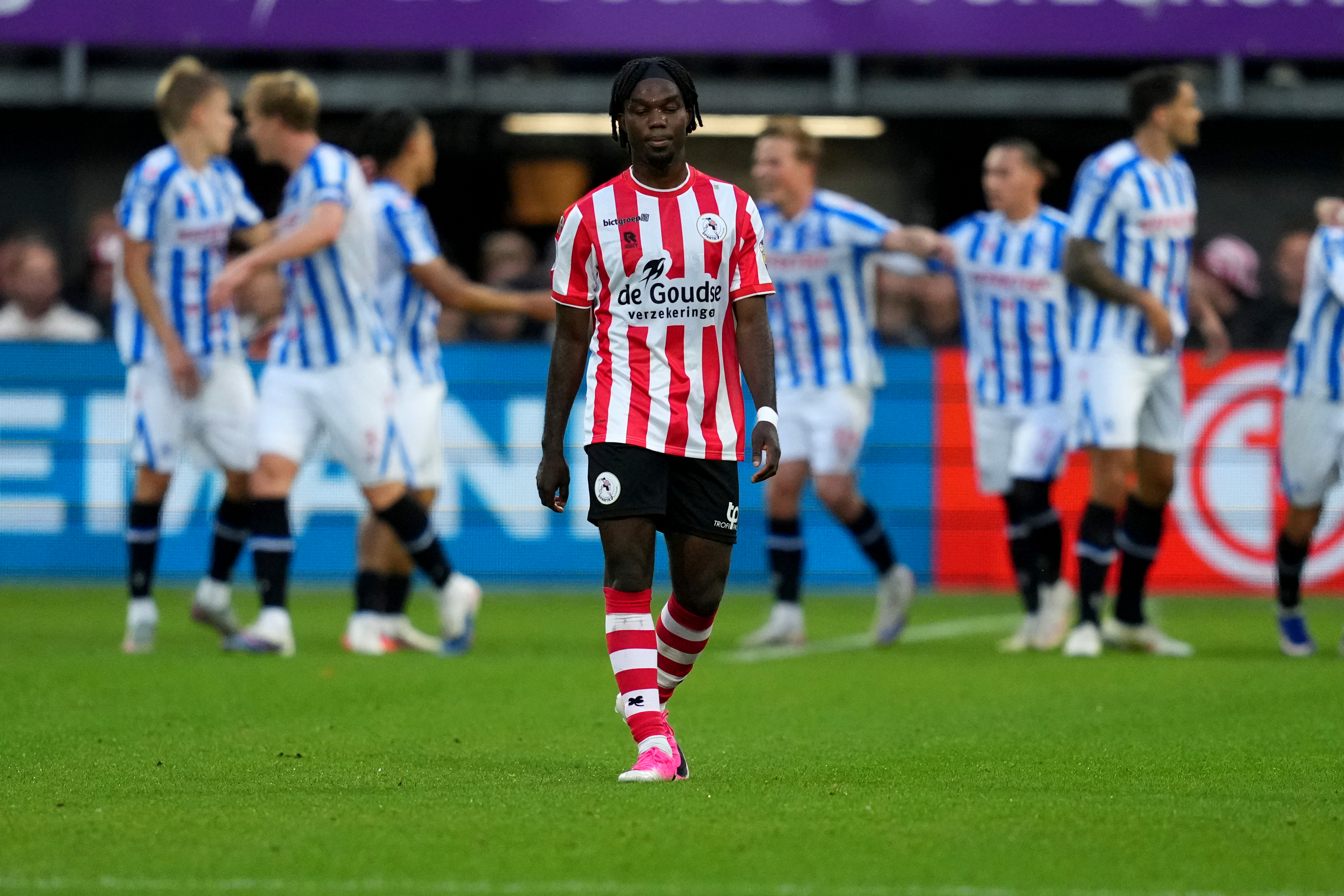 Joël Ideho van Sparta Rotterdam baalt tijdens de thuiswedstrijd tegen SC Heerenveen
