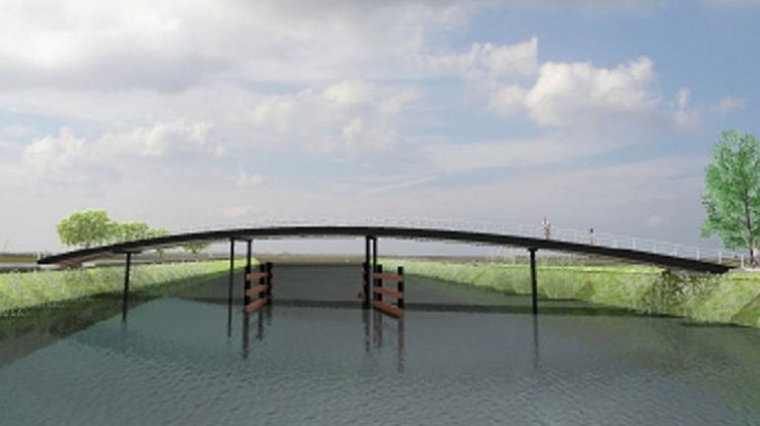 Het ontwerp voor de nieuwe fietsbrug (Rechten: gemeente Assem)
