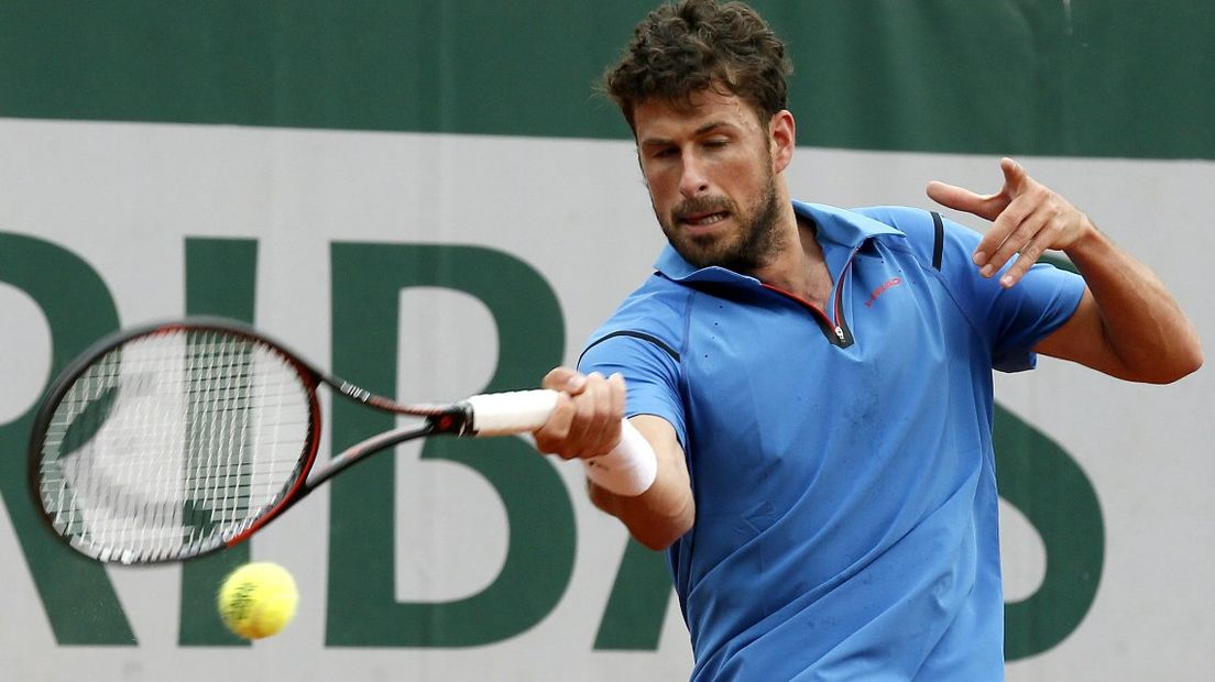 Robin Haase in actie op Roland Garros 2016.