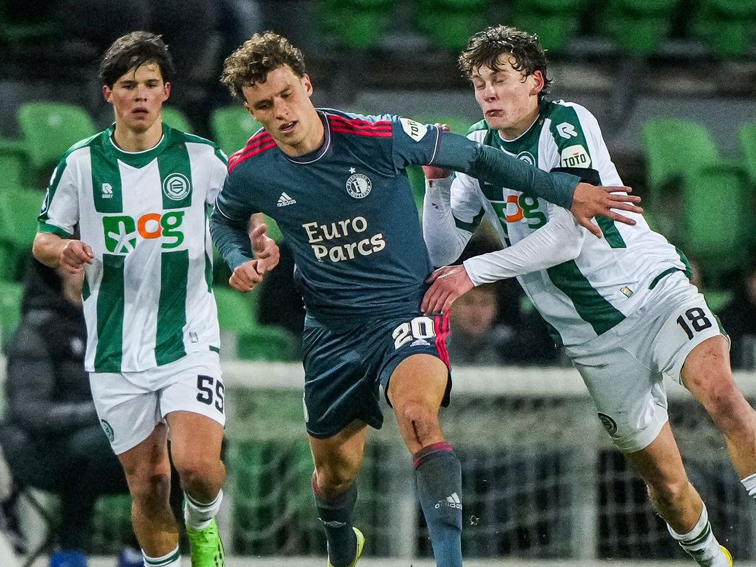 Feyenoord-middenvelder Mats Wieffer kon door FC Groningen niet worden afgestopt
