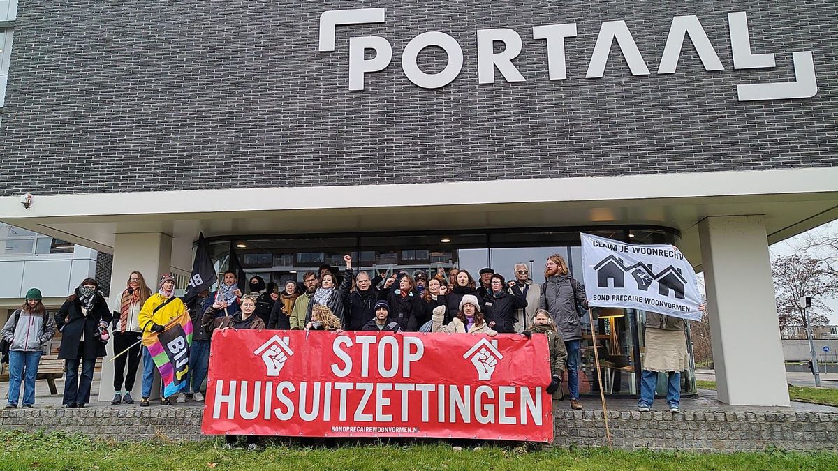 Protest bij Portaal in Utrecht: 'Stop huisuitzettingen De Saffier'