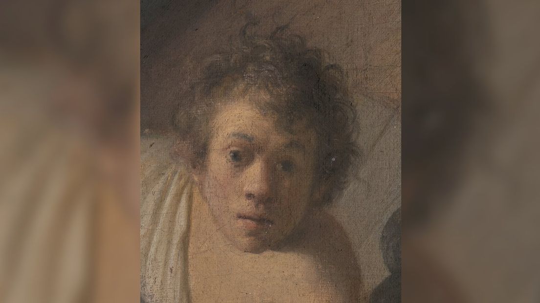 Ook Rembrandt zelf is in het doek verwerkt