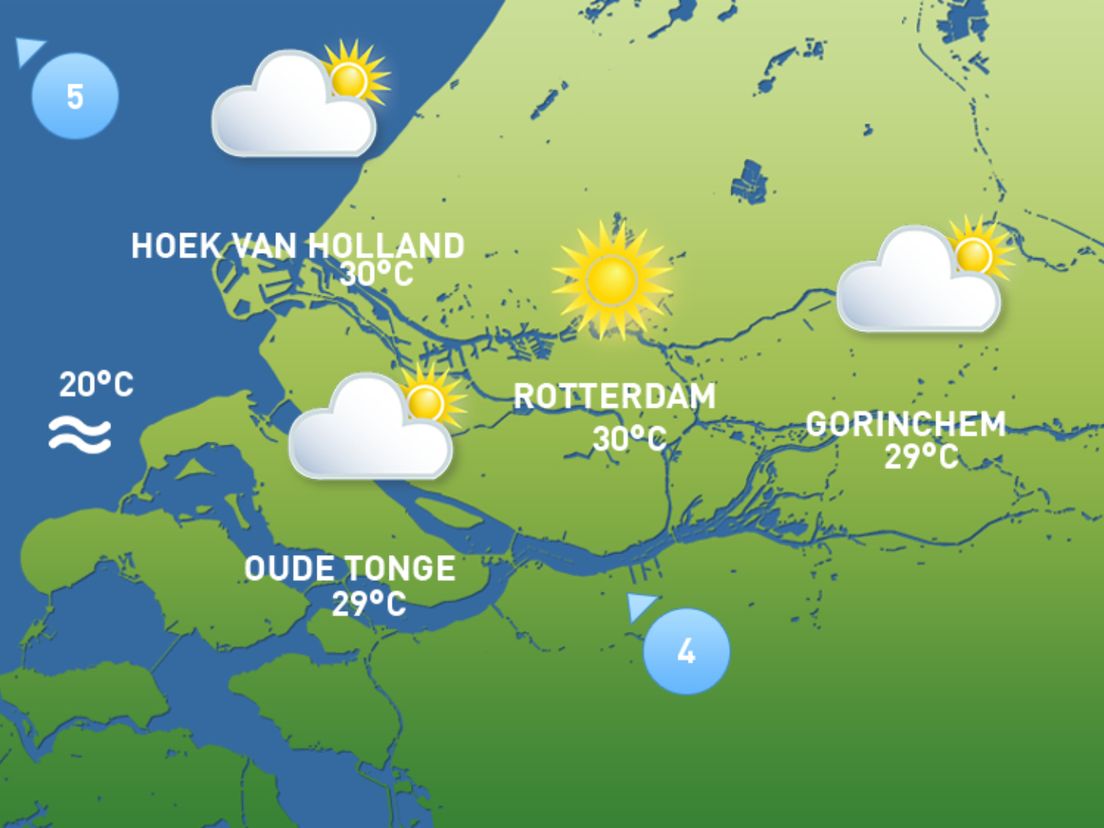 Het weerbeeld van zondag 7 september.