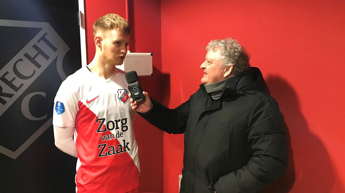 RTV Utrechts René van den Berg in de mixed zone bij FC Utrecht