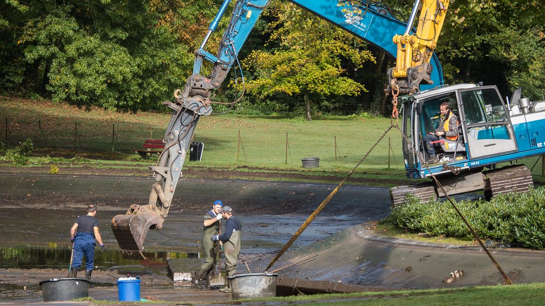 Onderzoek in de vijver Blookerpark.