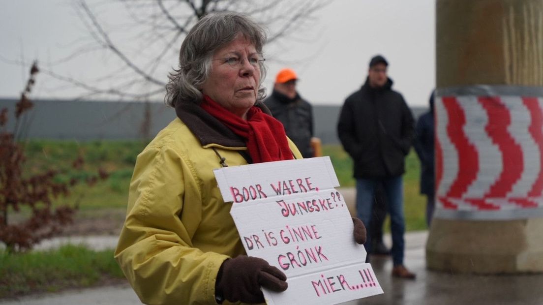 Eén van de deelnemers aan het protest in Sevenum.