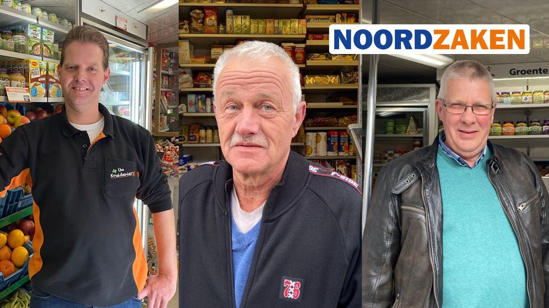 Vlnr: winkeleigenaren Richard van der Maar, Adolf Schaap en Johan Klooster