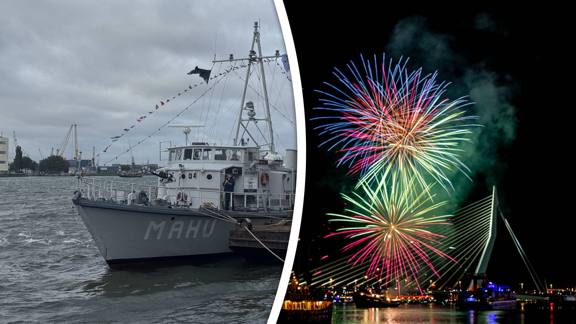 De Hr. Ms. Mahu tijdens de Wereldhavendagen | Het traditonele vuurwerk op zaterdagavond