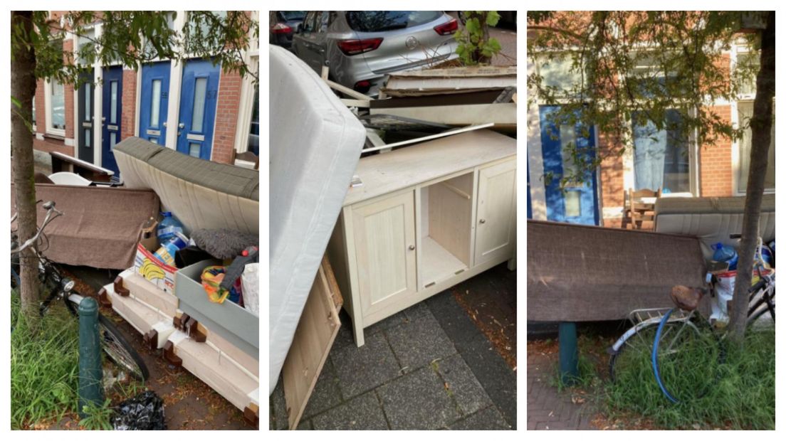 Afval in de Vinkensteynstraat wat zes dagen is blijven staan | Foto's: RIS Den Haag