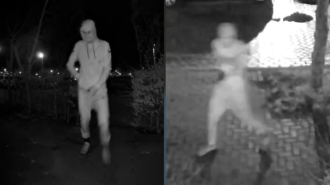 Links de persoon die het het explosief liet ontploffen, rechts de persoon de op de woning schoot.