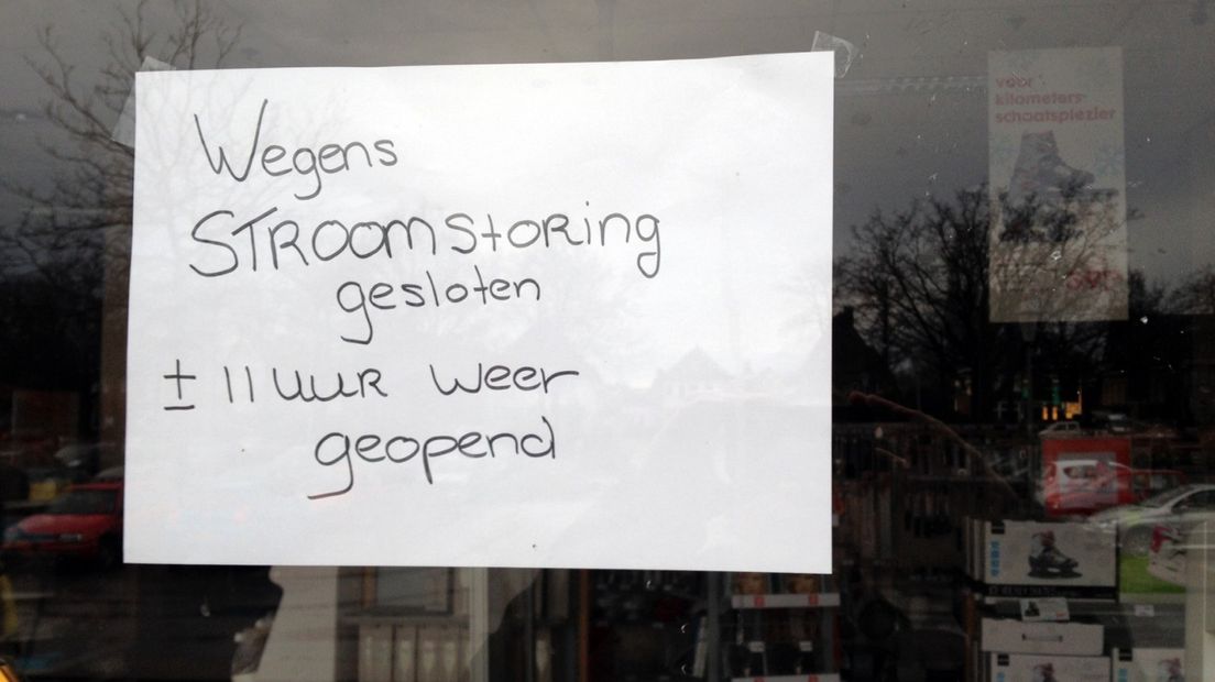 Winkels in het centrum van Veendam hadden last van de stroomstoring.
