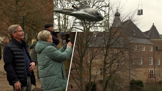Warmtepompen per helikopter op kasteeldak ’s-Heerenberg geplaatst