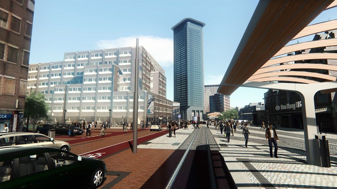 Impressie van het nieuwe stationsplein. Foto gemeente Den Haag