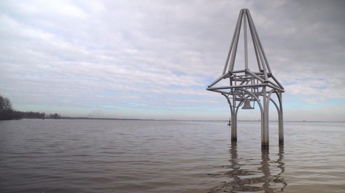 Monument vlakbij het verdronken dorp Beulake