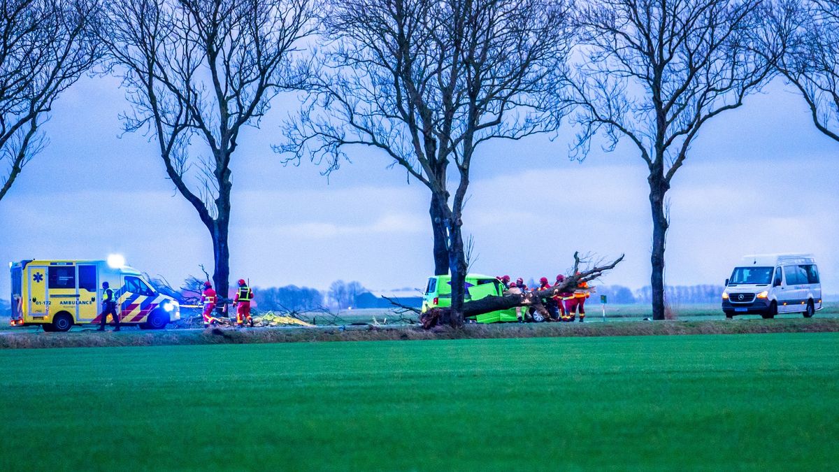 112 nieuws: Boom valt op bestelbus bij Nieuwolda • Uitslaande schuurbrand in Wildervank