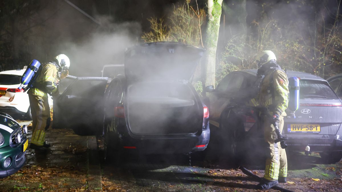 Auto brandt uit in stromende regen in Zeist