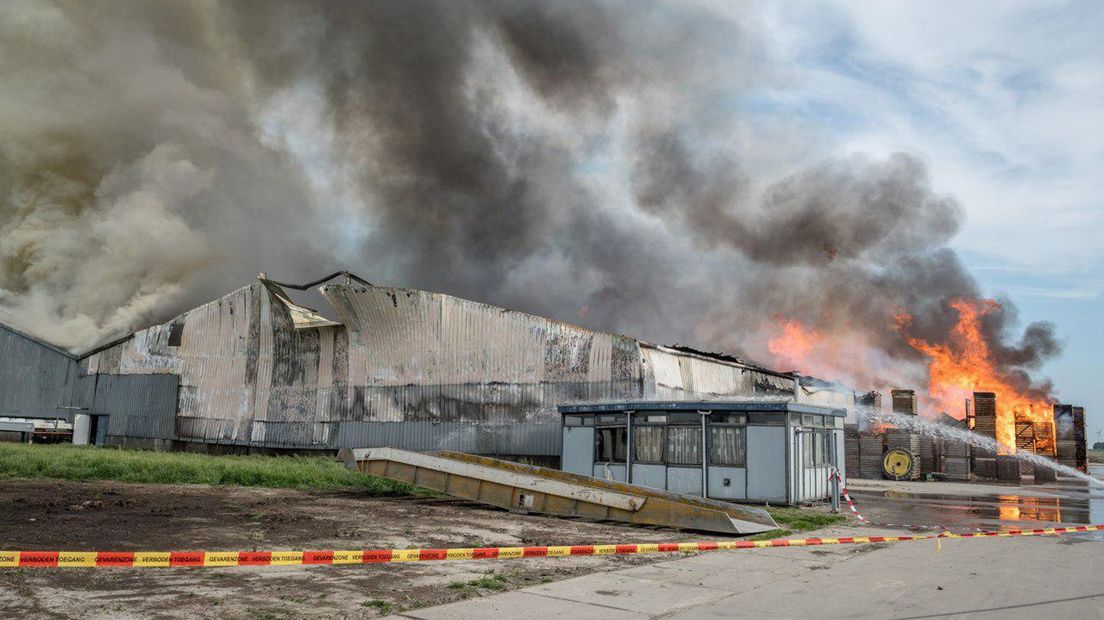 Brand in een aardappelloods.