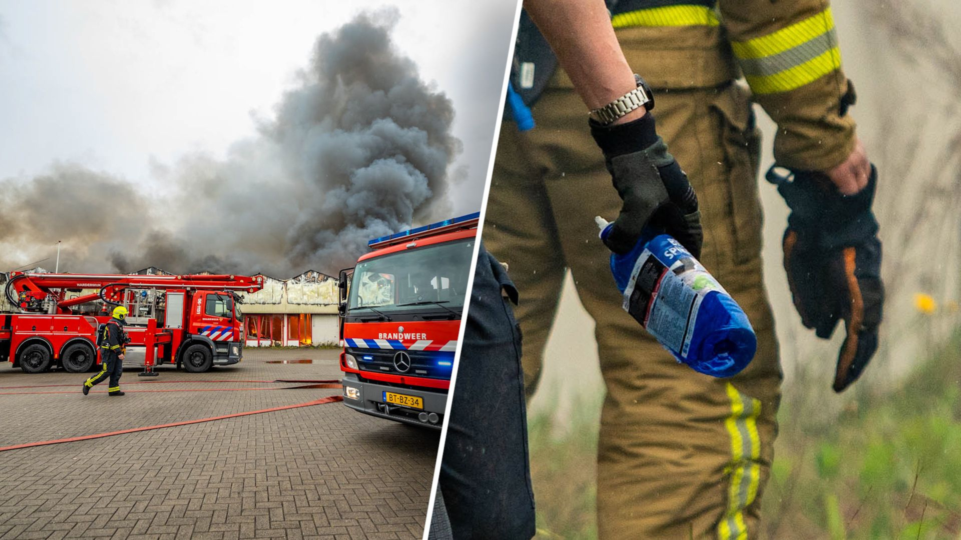Grote brand bij leegstaand kassencomplex, politie vindt lege fles spiritus