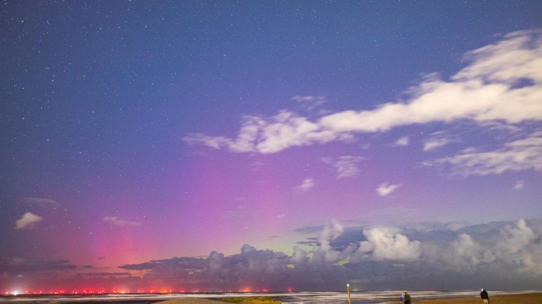 Noorderlicht te zien vanuit Katwijk