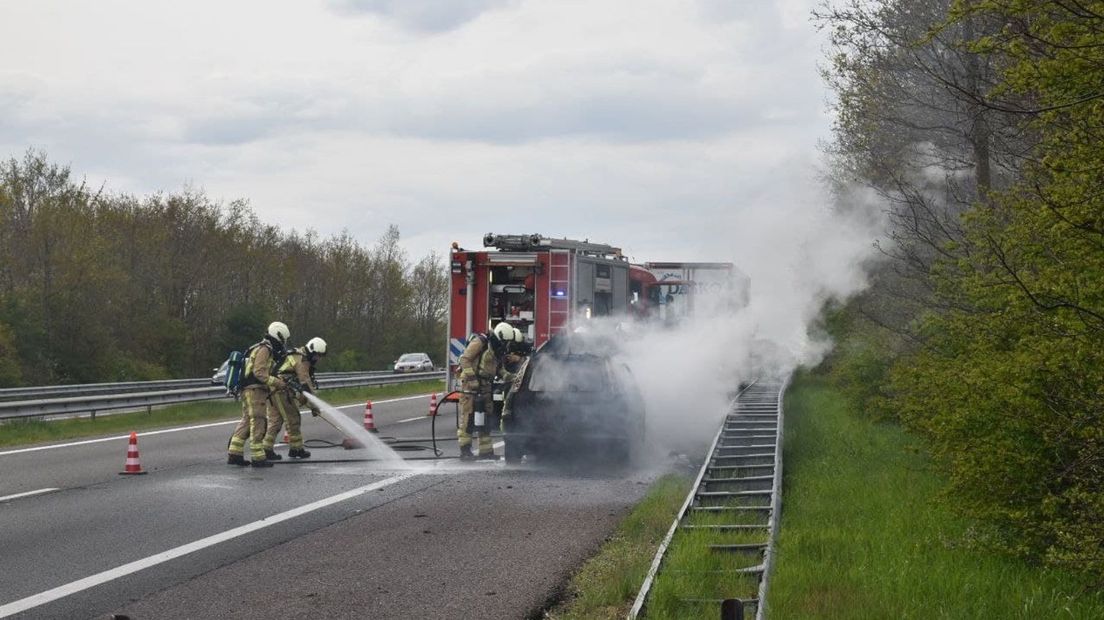 Autobrand op A32 bij Havelte