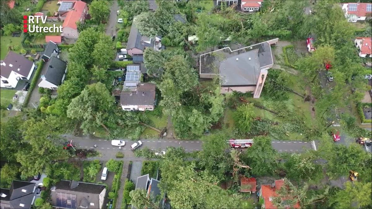 De schade in Leersum, bezien vanuit de lucht
