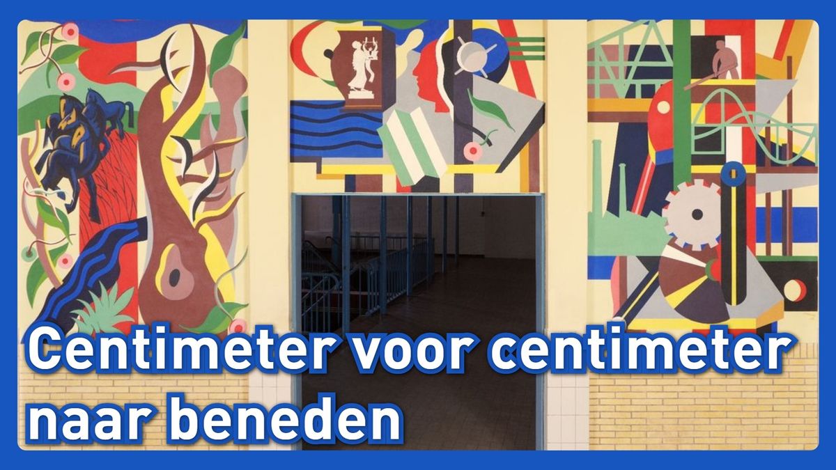 Van sloop geredde muurschildering van De Ploeg-kunstenaar Jan van der Zee in nieuw onderkomen gehese