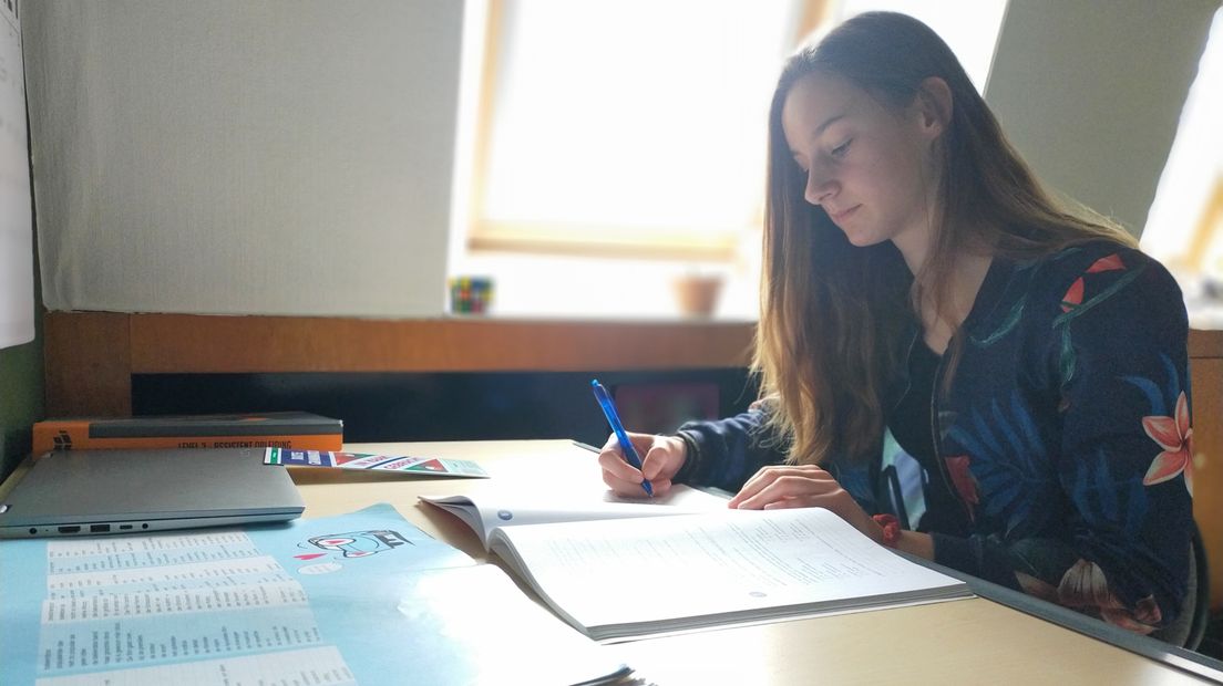De 14-jarige Iza Launspach uit Kortgene verliest motivatie door online onderwijs