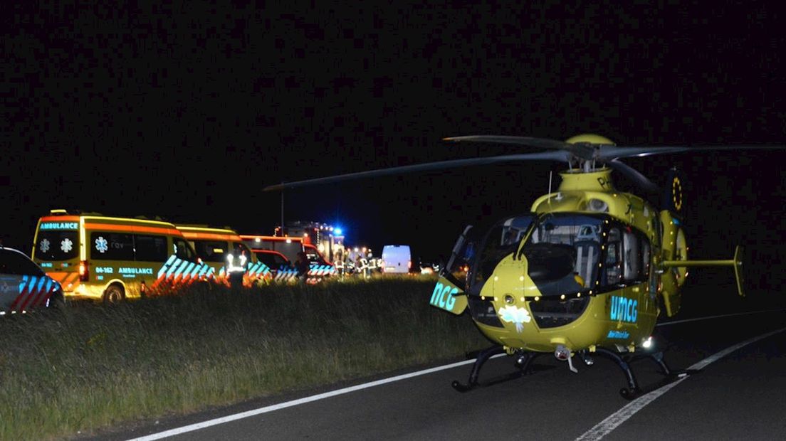 Ernstig ongeval op A32 op Steenwijk, traumahelikopter geland