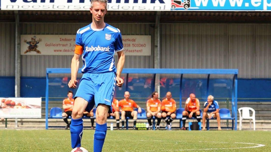 Danny van Brenk tijdens de benefietwedstrijd van GVVV, in juli 2014