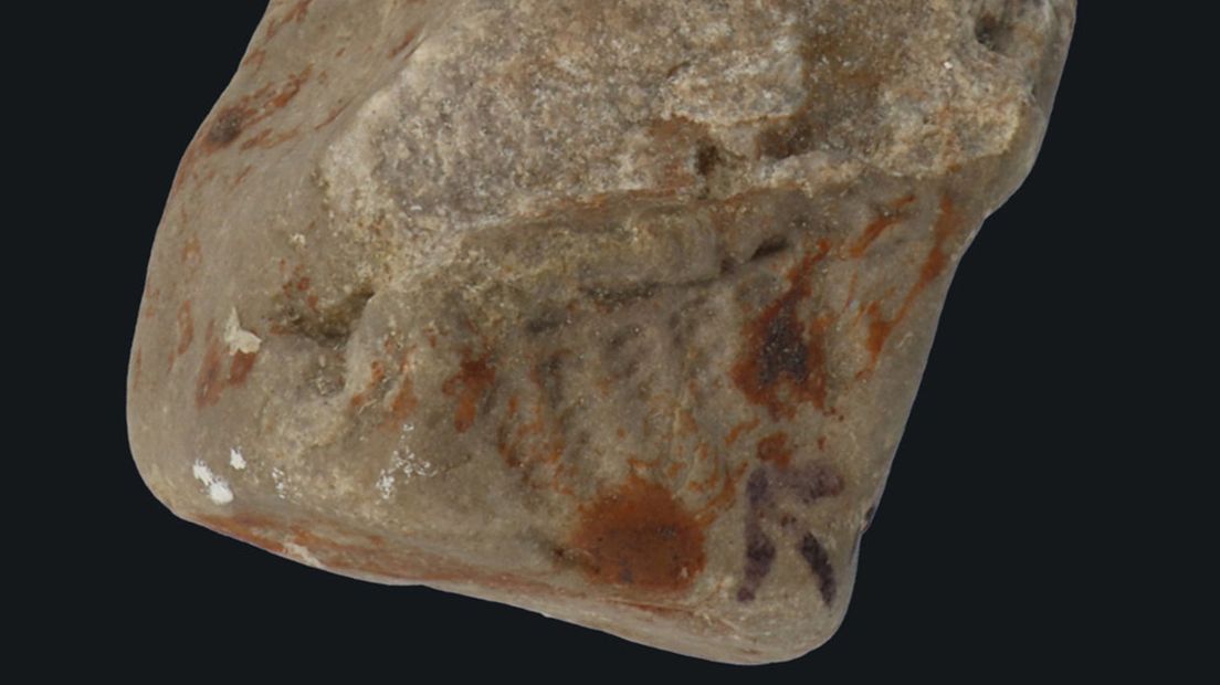 Een zwerfsteen met daarop pootafdrukken van de Xenusion auerswaldae