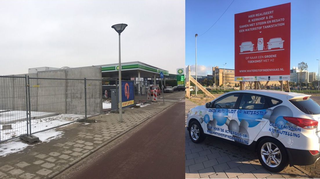 Bouw waterstofpomp (l) en waterstofauto