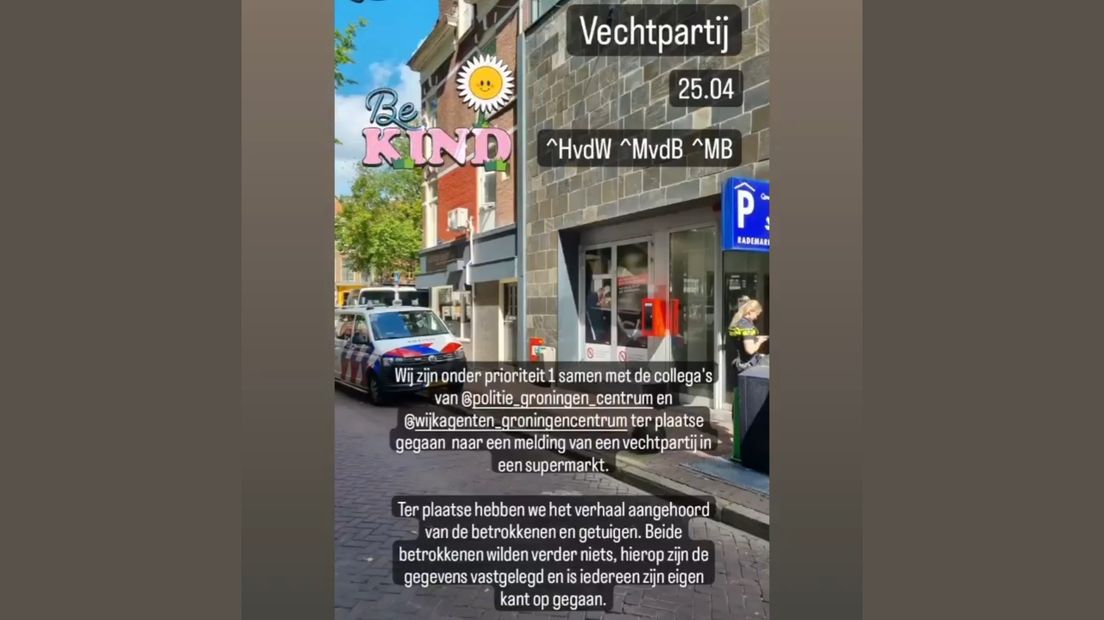 Een beschrijving van de vechtpartij op Instagram