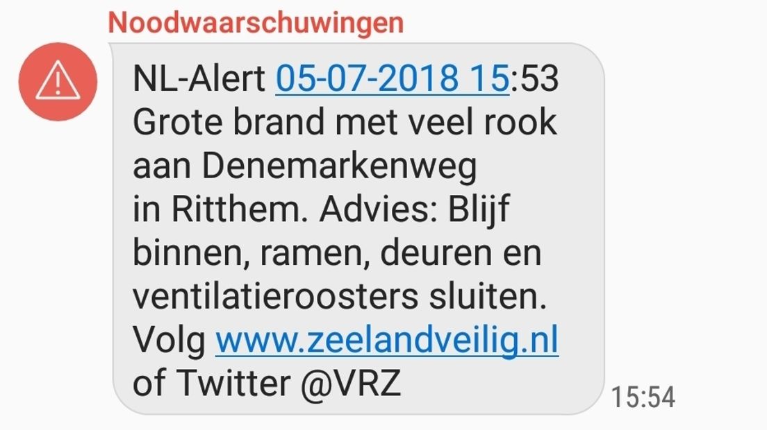 Mensen in de buurt van Vlissingen-Oost kregen een NL-Alert op hun telefoon