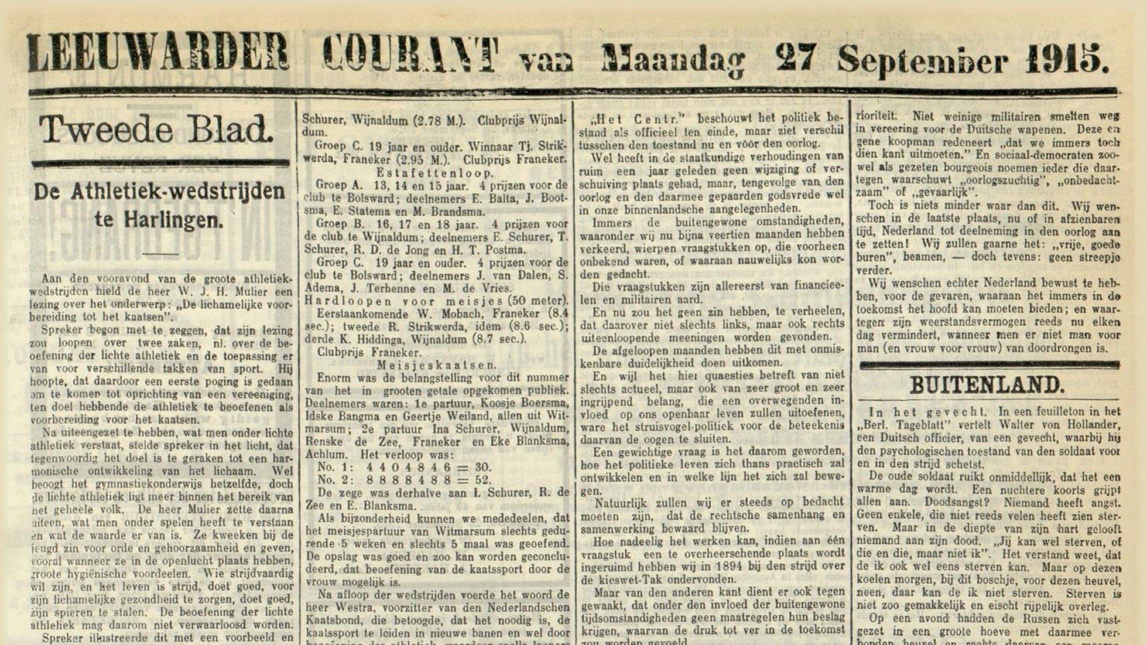 De Leeuwarder Courant schreef een uitgebreid verslag van de sportdag