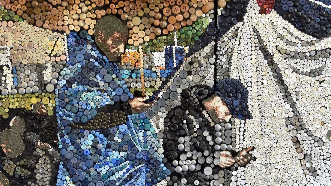 Detail uit het knopenkunstwerk