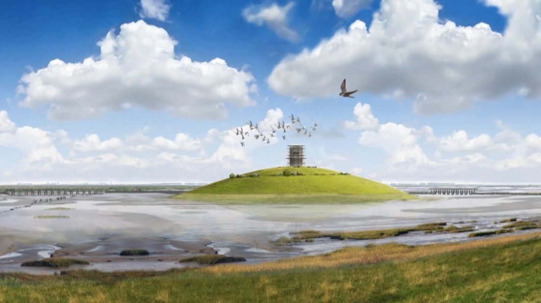 De Panoramaheuvel op een tekening
