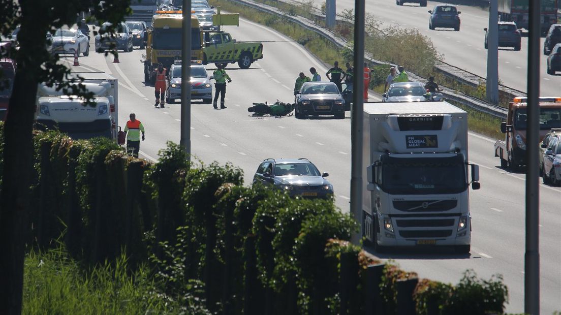 Ongeluk met motorrijder op a12