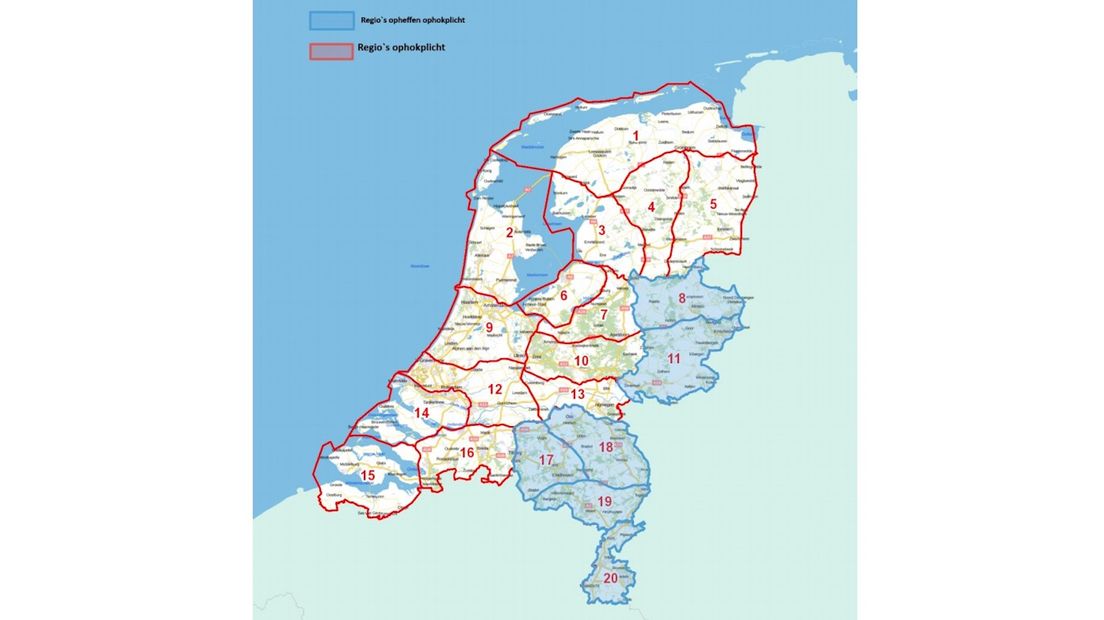 Overzicht van regio's waar de ophokplicht wordt ingetrokken