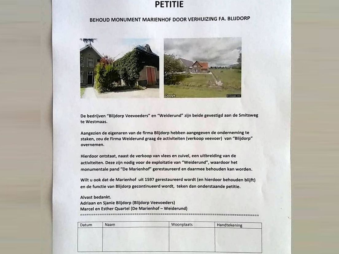 Petitie voor behoud Mariënhof Westmaas