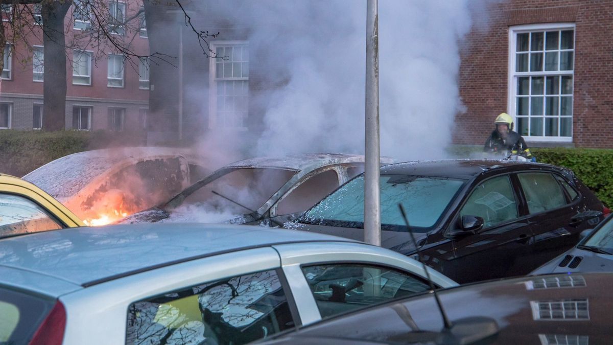 Twee geparkeerde auto's in Leeuwarden verloren gegaan door brand