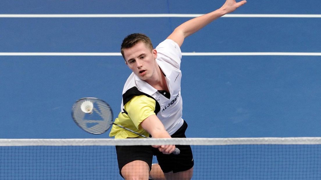 Badmintonner Mark Caljouw in actie 