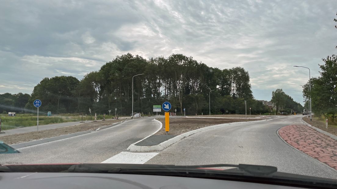 Het nieuwe verkeersplein in Winsum