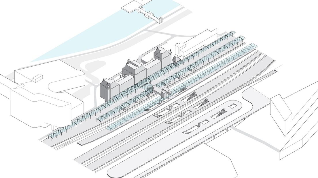 Impressie van de toekomstige situatie. Hoofdstation wordt doorgaand station.