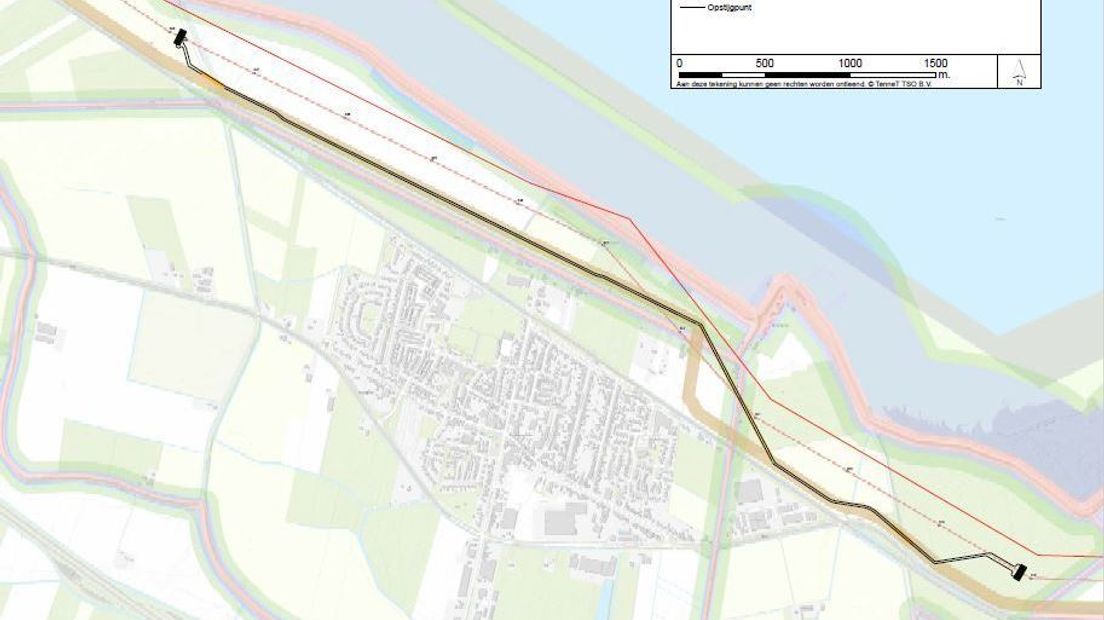 Scenario 'Noord' voor het hoogspanningstraject bij Krabbendijke