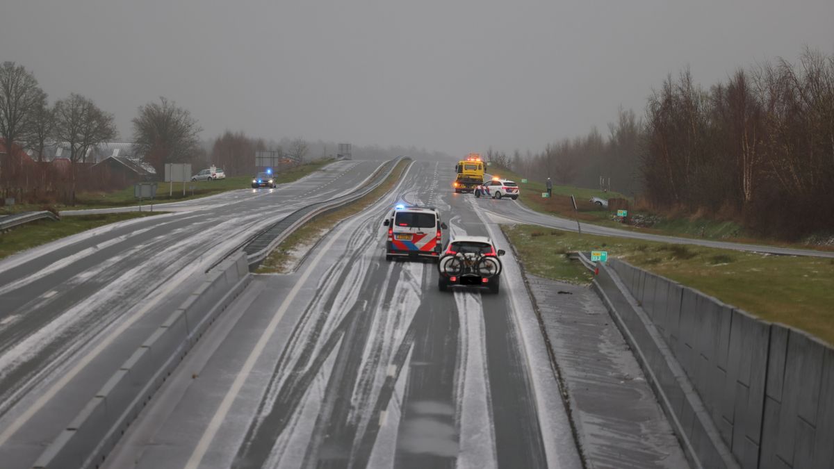 Meerdere ongelukken N381 na felle hagelbui