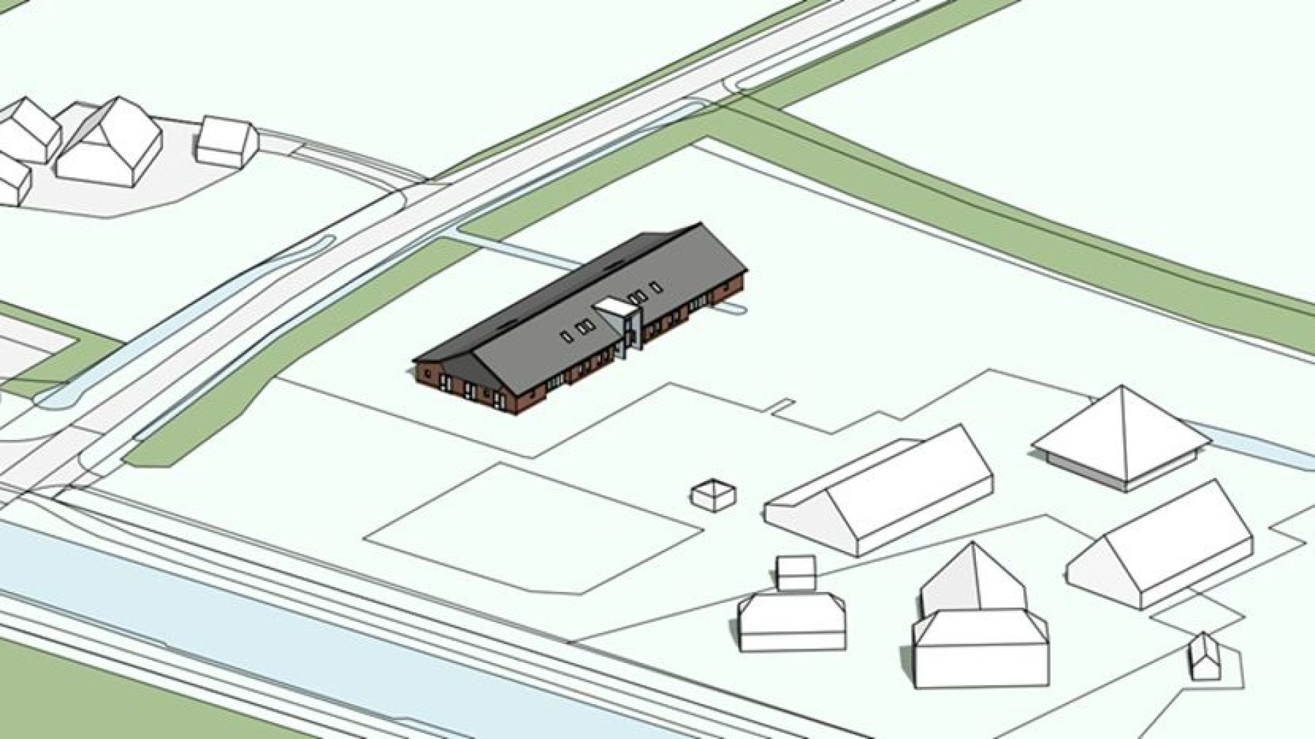 Tekening van de nieuwbouw.