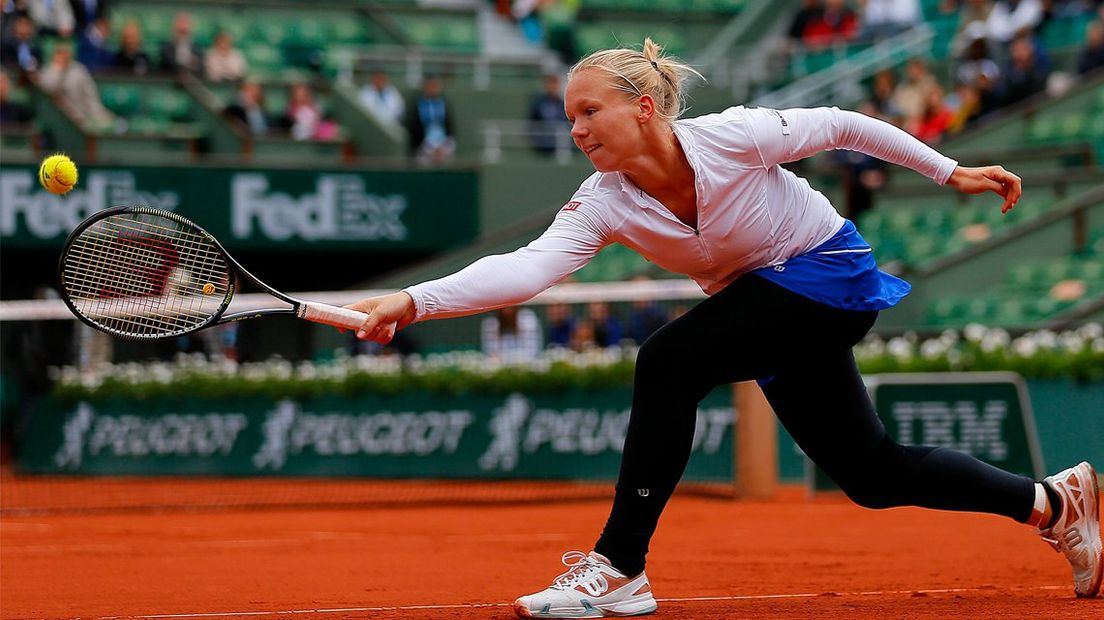 Kiki Bertens tijdens de halve finale op Roland Garros