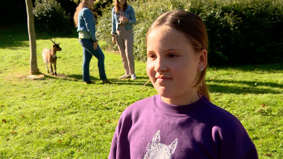 Ellen nam de halsters van haar pony's mee naar de kerk.