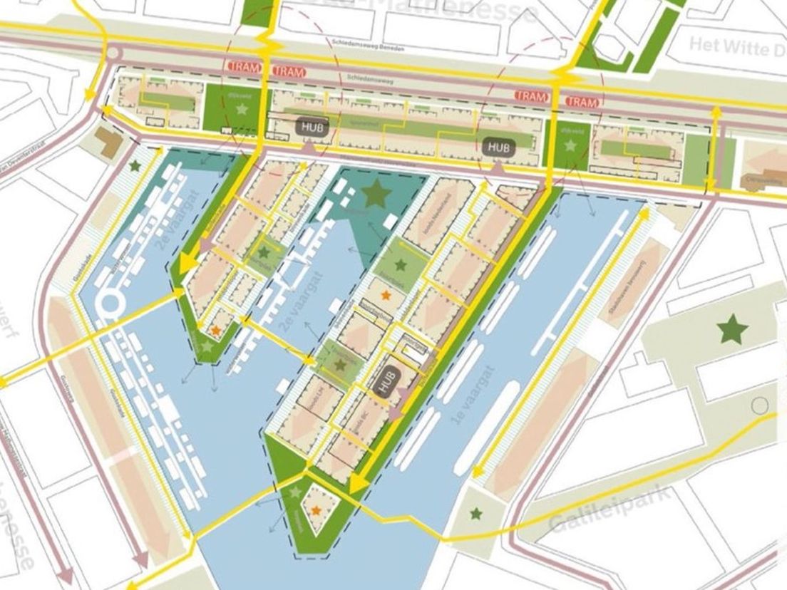 Het Masterplan voor de nieuwe woonwijk in de Merwehaven