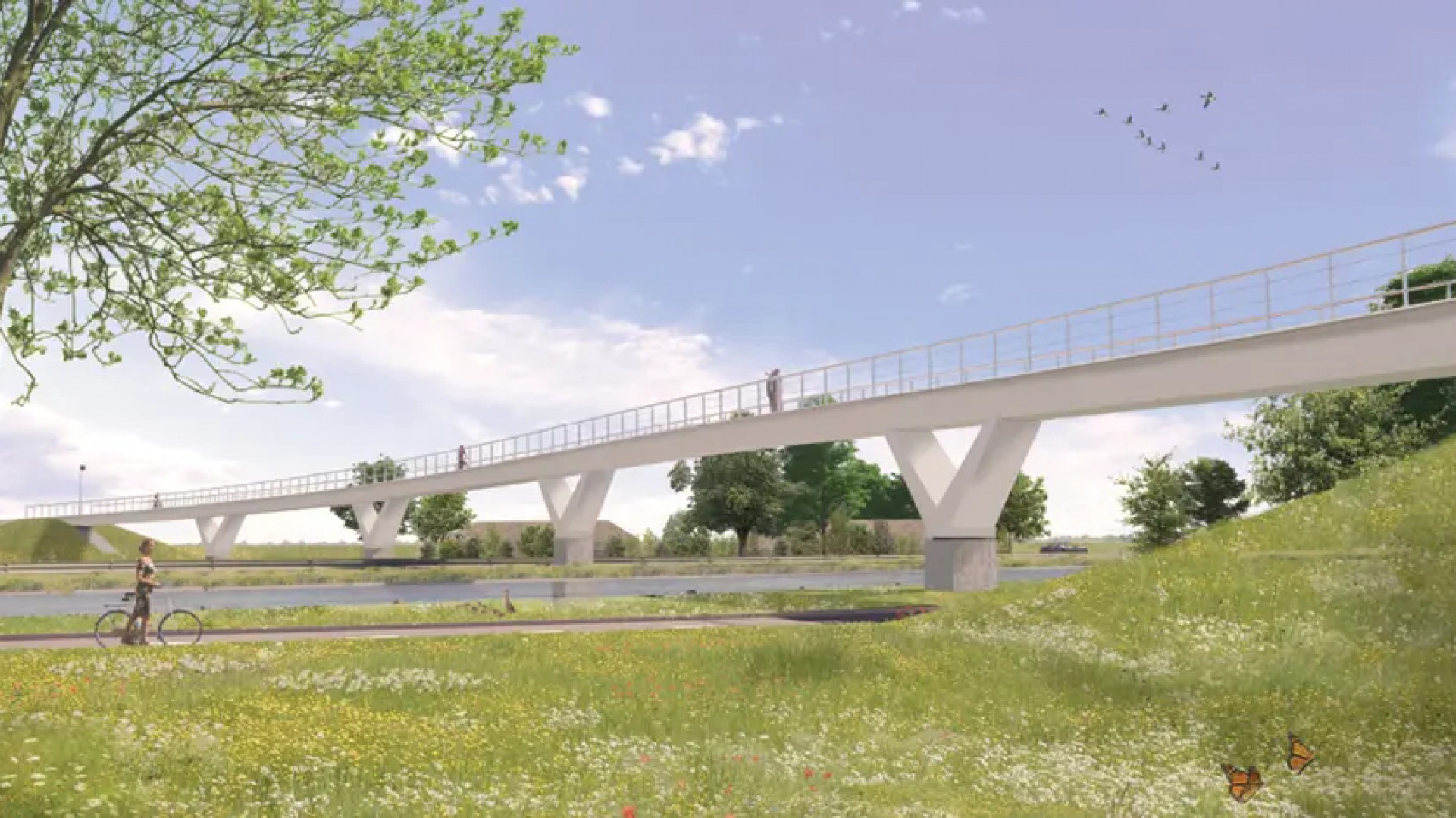 Tekening van de toekomstige brug